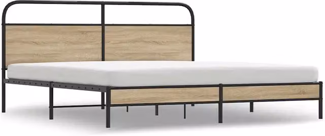 Letto matrimoniale in metallo Design In colore Rovere Fumo L/P: 180 x 200 cm