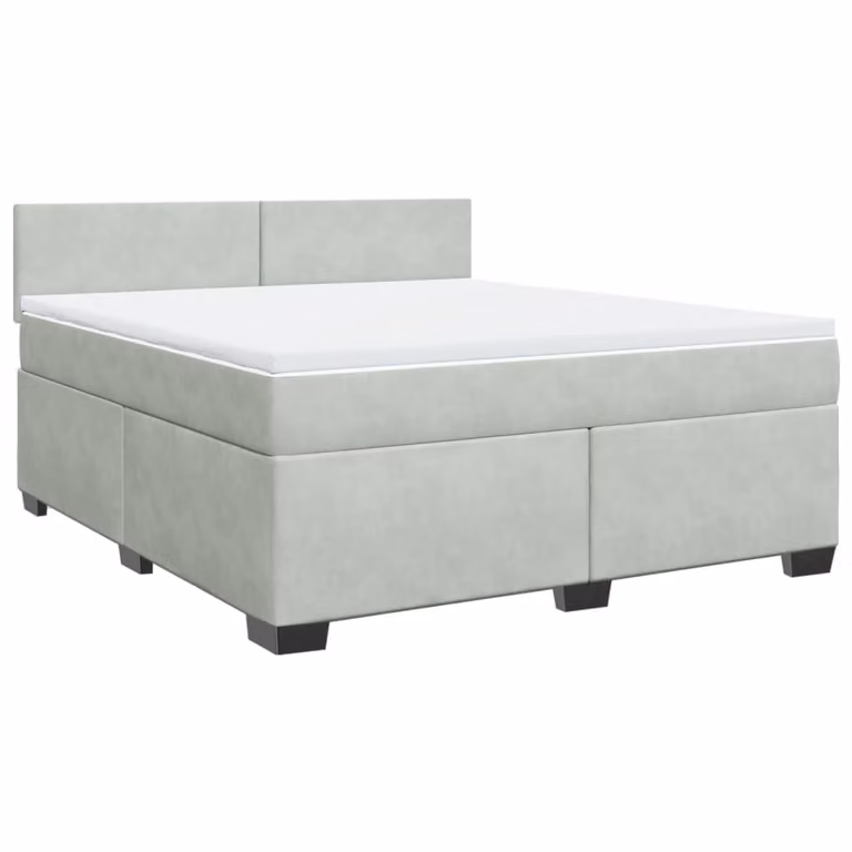 Giroletto a Molle con Materasso Grigio Chiaro 180x200cm Velluto