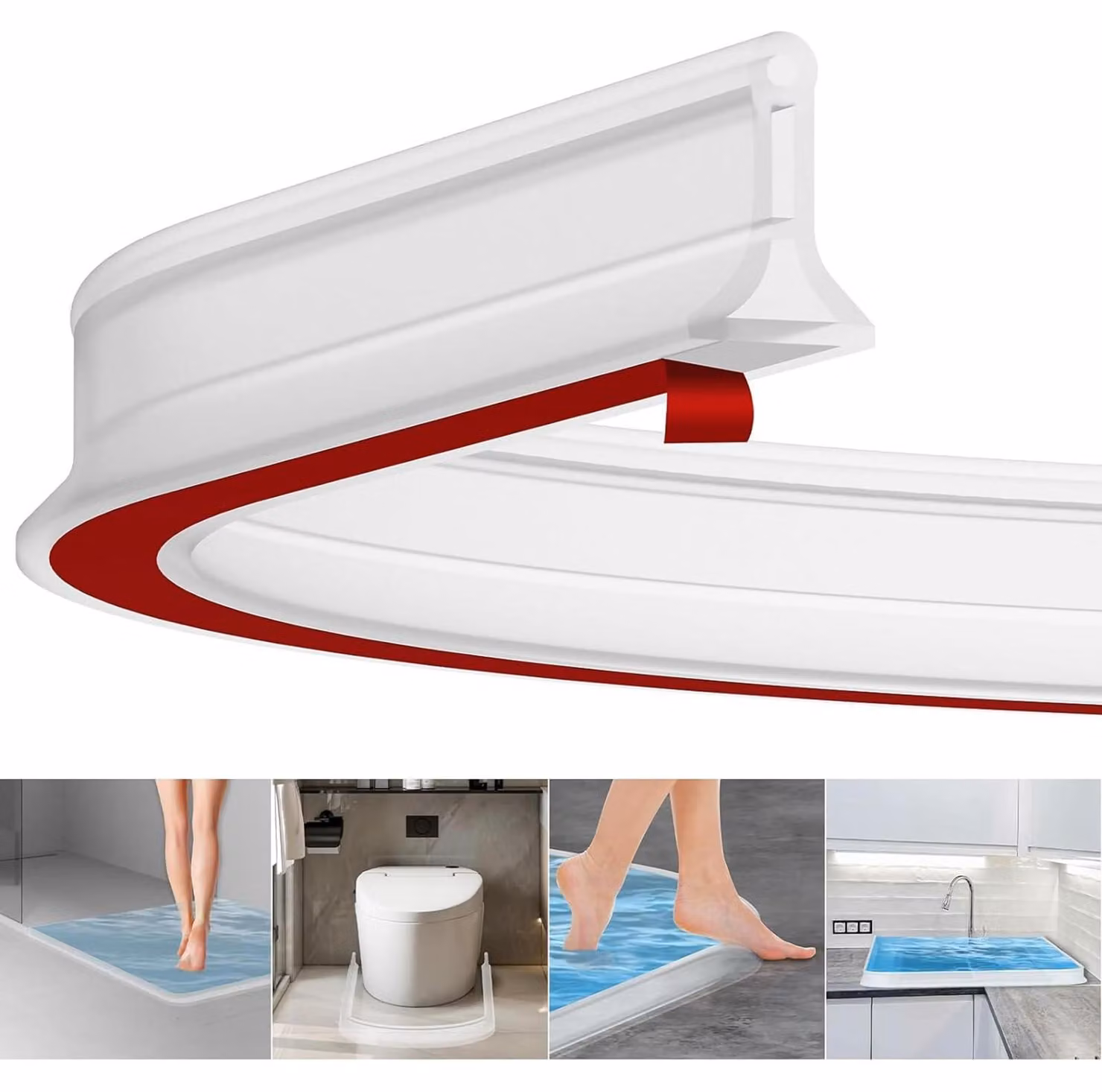 Striscia impermeabile in gomma da 2 metri per sigillare le fughe della doccia, ideale per il bagno