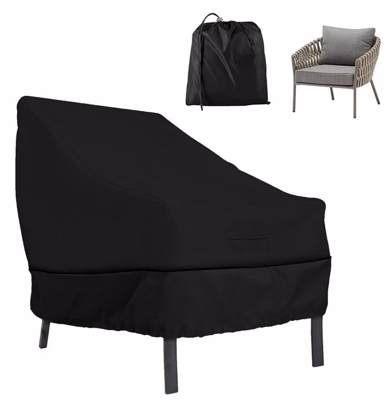 Copertura per sedia da giardino, dimensioni 80 x 85 x 91 cm, impilabile, colore nero, tessuto Oxford 210D, confezione singola