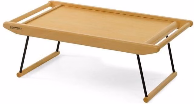 Vassoio da colazione trasformabile in leggio Foppapedretti con piano inclinabile regolabile e gambe pieghevoli colore beige