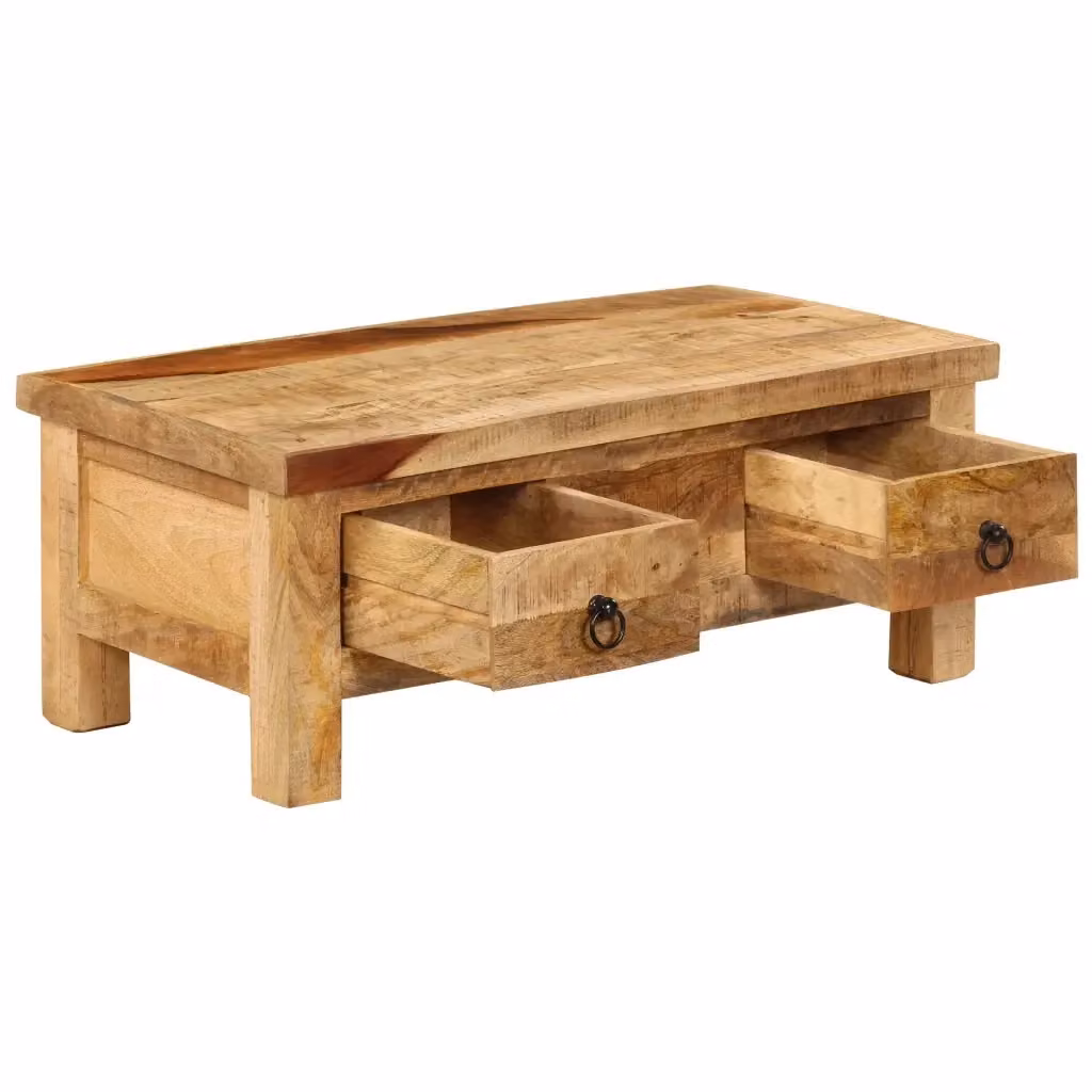 Tavolino da salotto rettangolare vidaXL in legno di mango color marrone antico L/P/H: 90 x 45 x 35 cm – 2