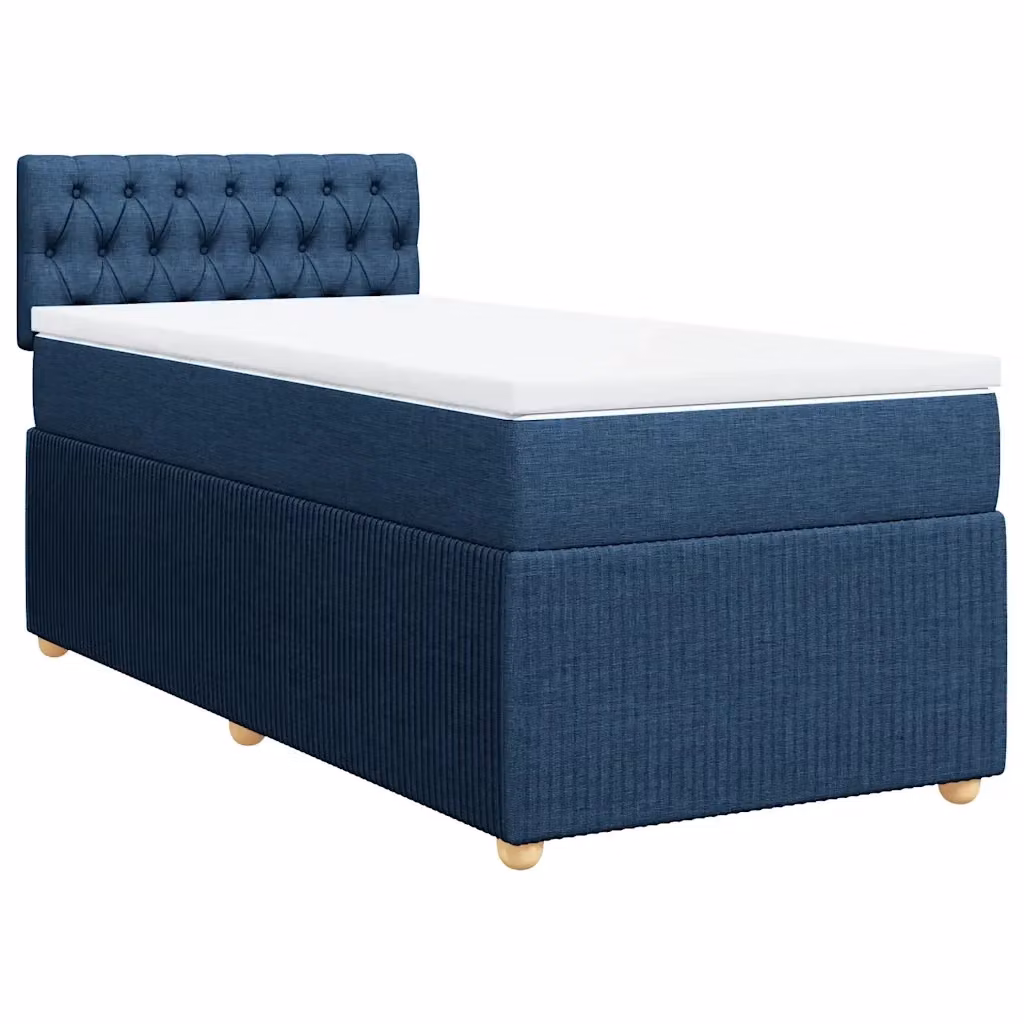 Letto con Giroletto a Molle e Materasso vidaXL, Colore Blu e Bianco, L 90 x P 200 cm – 2