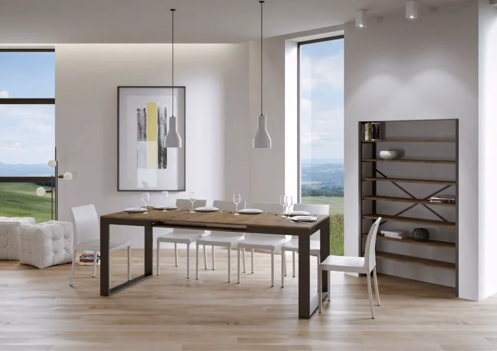 Tavolo allungabile Tekno Evolution Bs Com in noce con telaio antracite L/P/H: 180/440 x 90 x 77 cm – 2