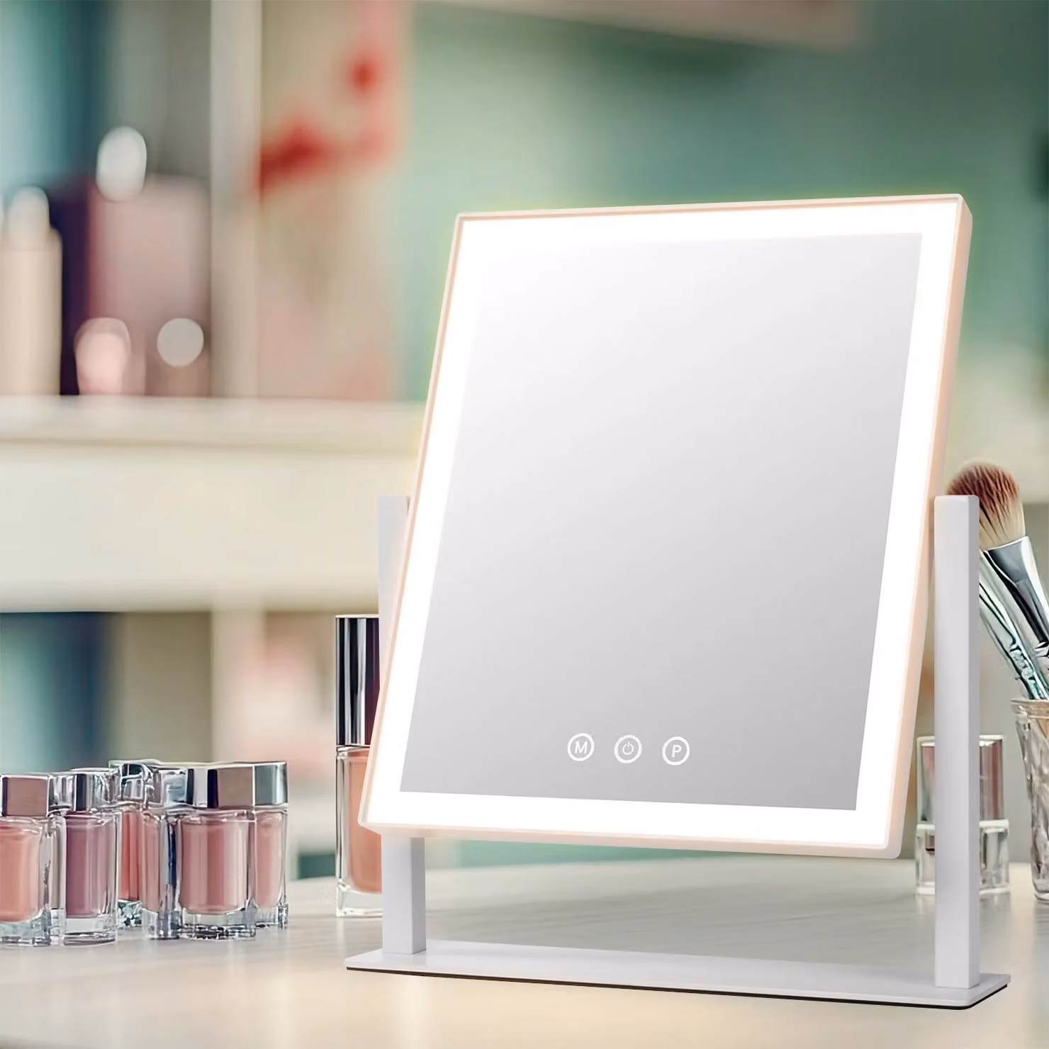 Specchio Luminoso da Tavolo DICTROLUX con 78 LED, Touch Dimmerabile, Colore Bianco, H 35 cm x L 30,5 cm x P 7 cm – 2