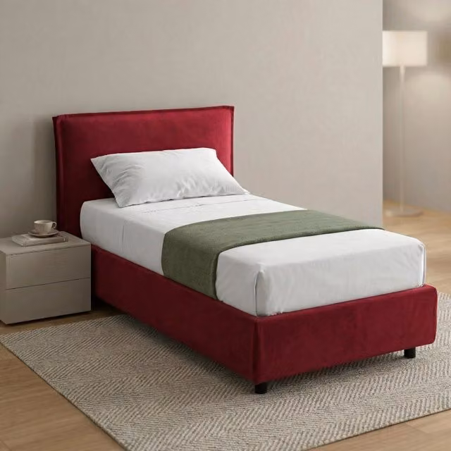 Letto Singolo Bruino DMORA, Design Moderno per Cameretta Bambini, Rosso e Nero, L/P/H: 80 x 200 cm – 1