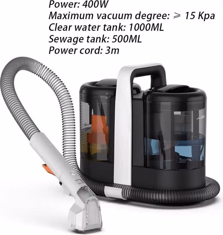 Aspirapolvere per superfici umide e asciutte - Aspirapolvere compatto per la pulizia di tappeti e imbottiti. 15 kPa - Motore da 450 W - Spazzola doppia - Due serbatoi da 1080/800 ml - Spina di tipo europeo, 220–240 V
