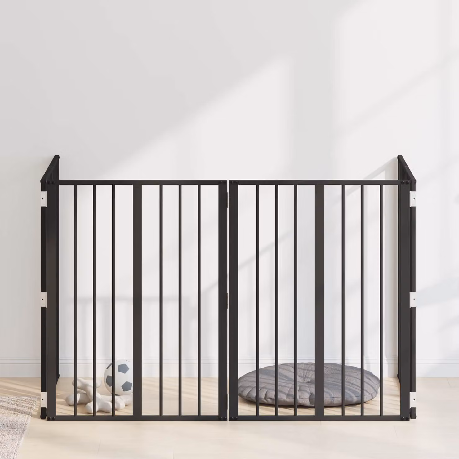Set di 4 cancelli per cani vidaXL in acciaio zincato nero opaco, L: 60 cm, H: 80 cm