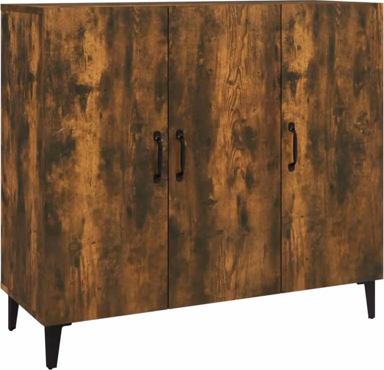 Credenza Rovere Fumo 90x34x80 cm in Legno Multistrato
