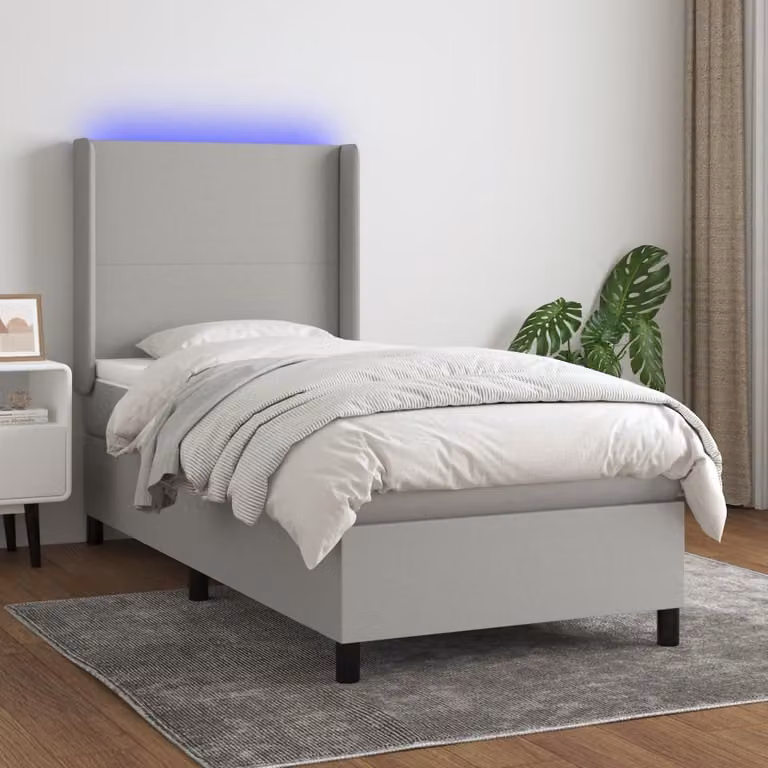 Maison Exclusive - Letto a Molle Materasso e LED Grigio Chiaro 100x200 cm Tessuto