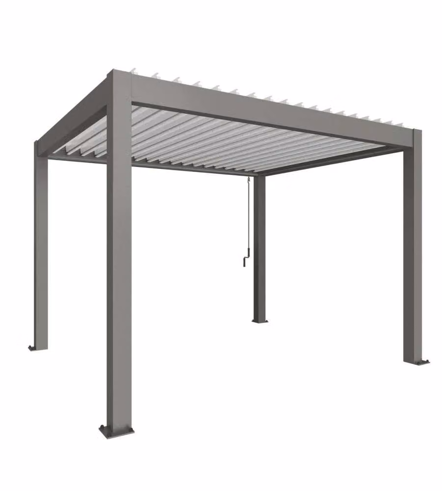 Biohort Pergola in metallo 3,68x3,12m grigio quarzo/bianco con lamelle