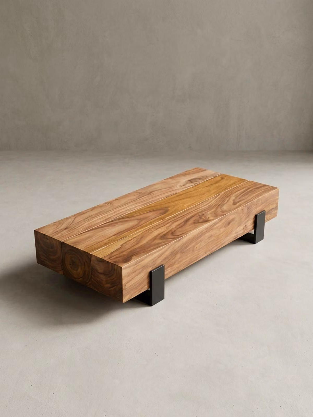 Tavolino da divano in legno di sheesham, design moderno e puristico, fatto a mano e robusto, superficie protettiva laccata e sigillata. 115x44x22 cm | Kadima Design
