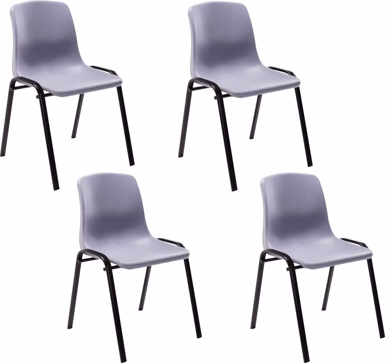 Set di 4 sedie impilabili Nowra, in plastica, impilabili, dal design moderno, colore blu