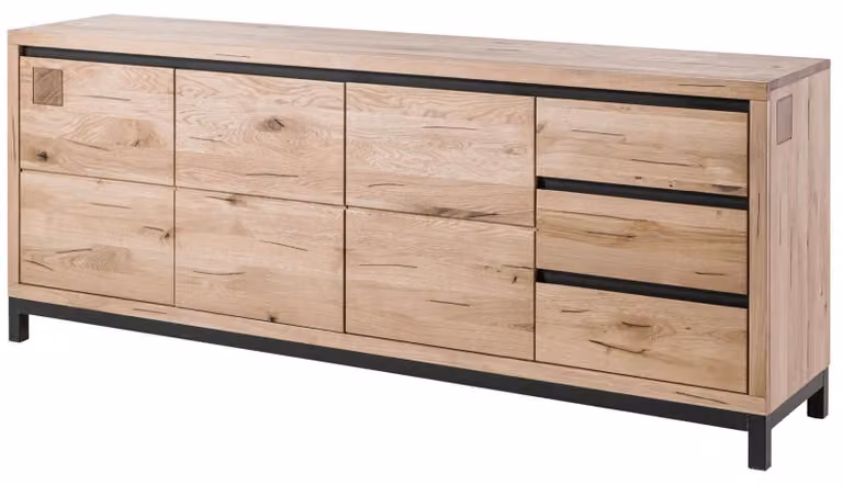 MASSIVMOEBEL24 | credenza in legno di Quercia Selvatica 210x45x85 bianco oliato VILLANDERS #252