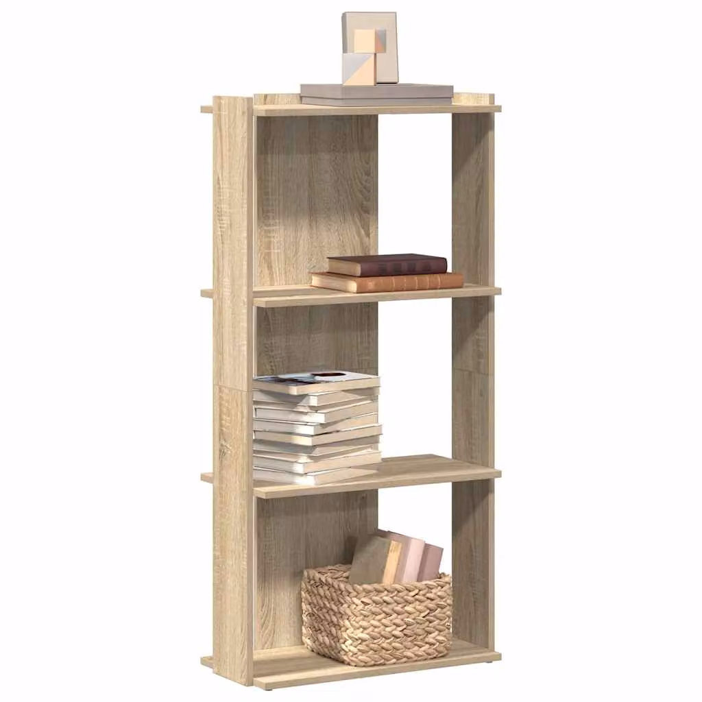 Libreria moderna vidaXL con 3 ripiani in legno MDF e rovere, colore beige/marrone, L 60 cm x P 30 cm x H 120 cm