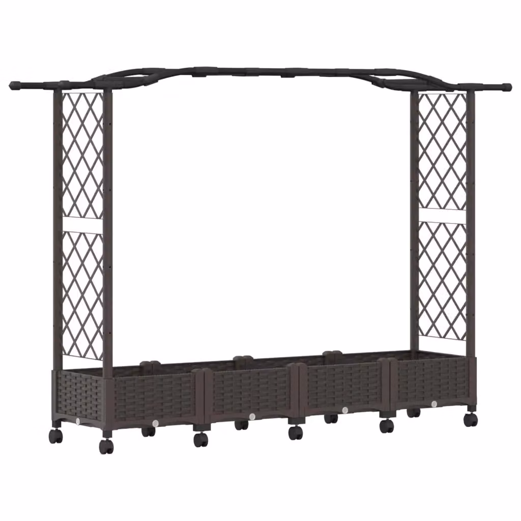 Letto rialzato con griglia e tetto vidaXL marrone in plastica L: 207 cm, P: 40 cm, H: 129 cm – 2