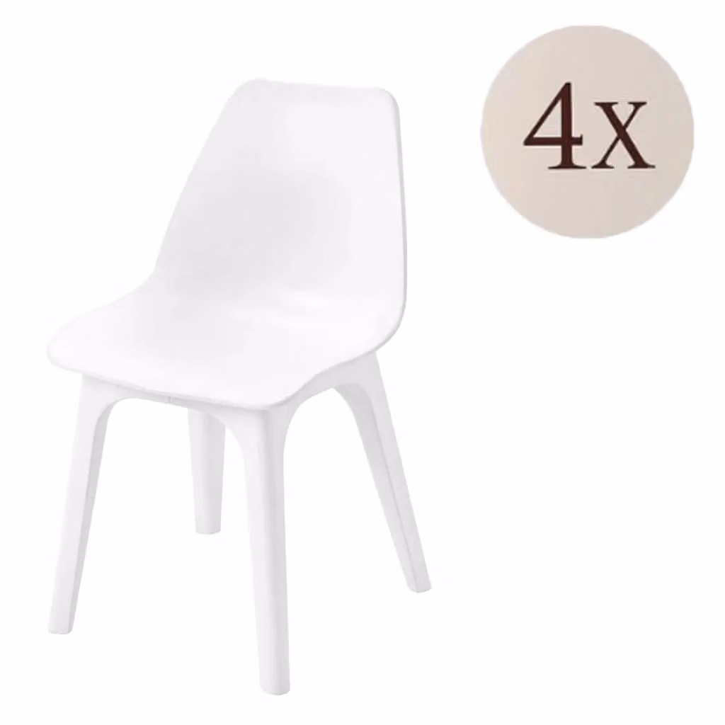 Set di 4 sedie da esterno Montivilla DMORA bianche in stile moderno per giardino, balcone o terrazzo – 2