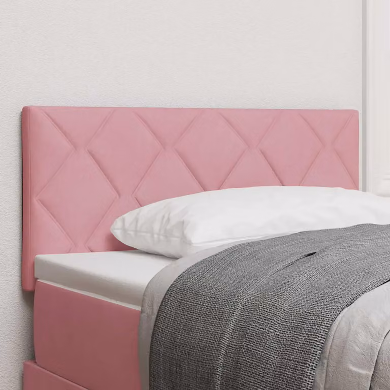 Testiera per letto vidaXL in velluto rosa con struttura in legno di pino, Larghezza: 90 cm
