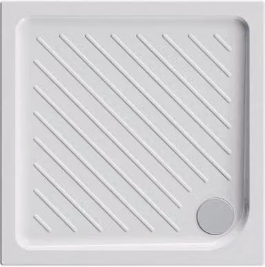 Piatto doccia quadrato in ceramica DOLOMITE Bianco lucido con antiscivolo L: 80 cm x P: 80 cm, H: 7 cm