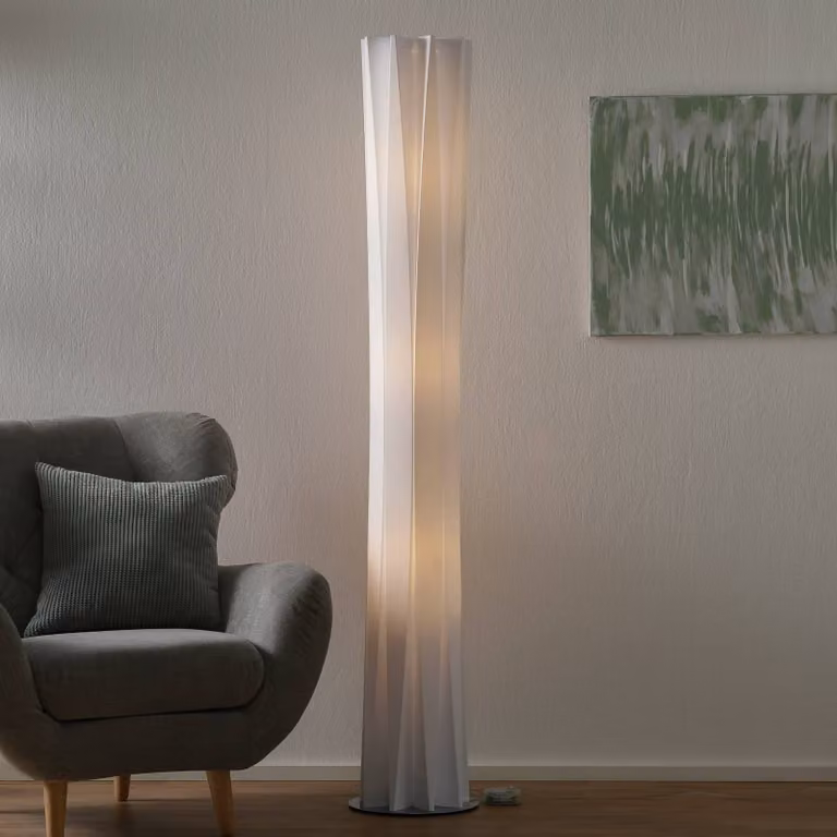 Slamp Lampada da terra di design Bach, dimmerabile, Bianco / Opale, Soggiorno / Sala da pranzo, Plastica, Design, Lampada da terra