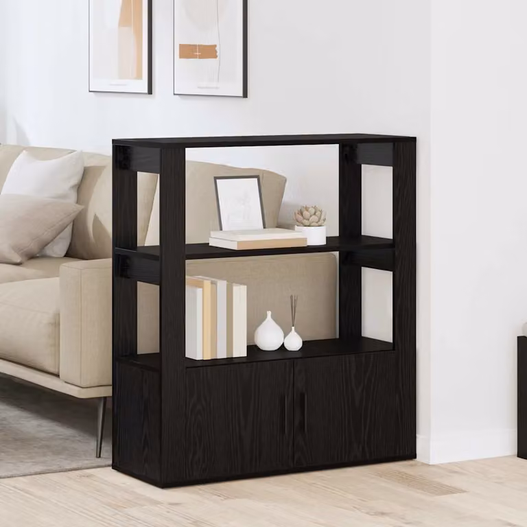 Credenza vidaXL in legno ingegnerizzato nero, L: 80 cm, P: 30 cm, H: 90 cm