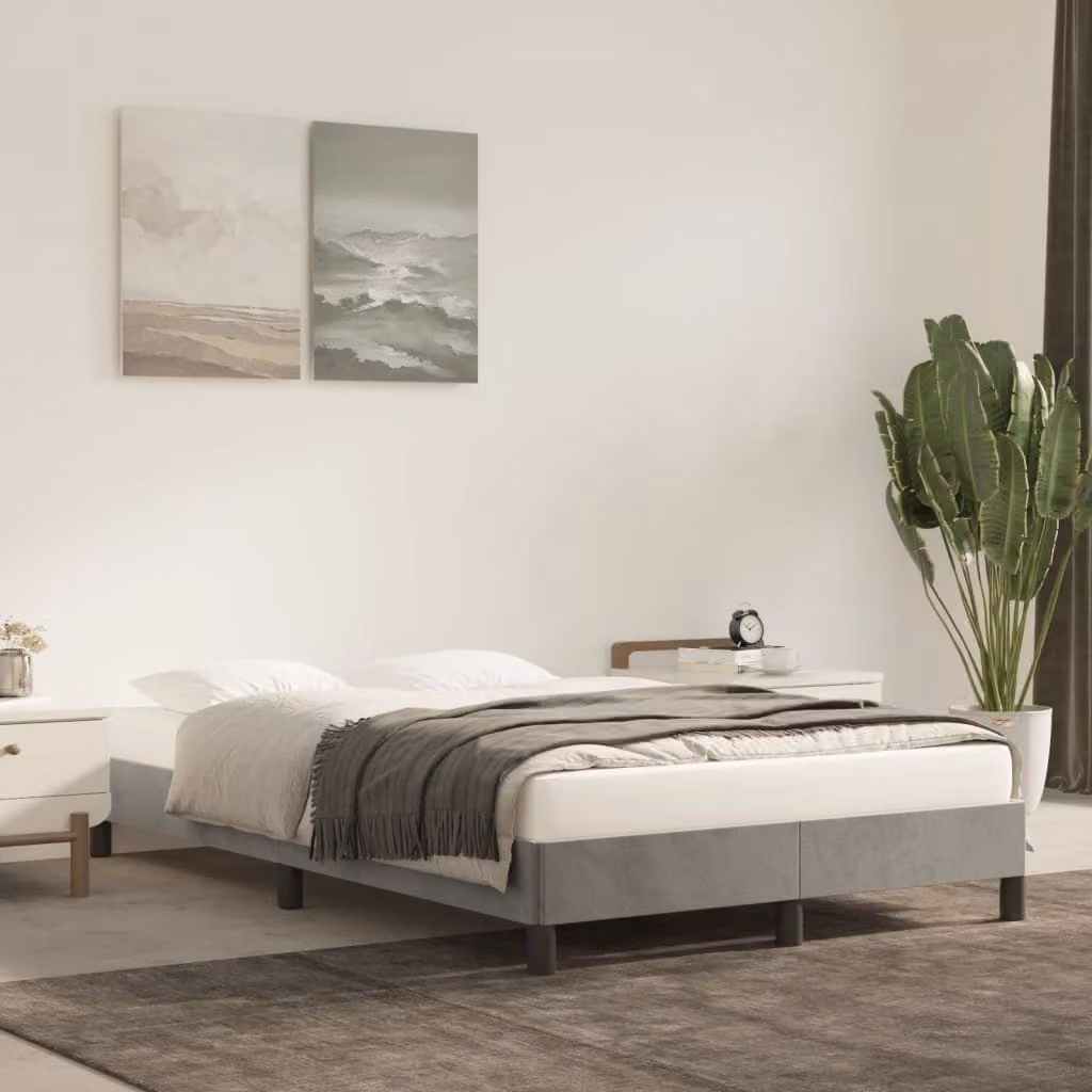 The Living Store Struttura letto grigio chiaro 120x200 cm in velluto
