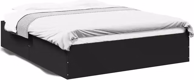 Letto matrimoniale | Letto per adulti | Giroletto Nero 150x200 cm in Legno Multistrato