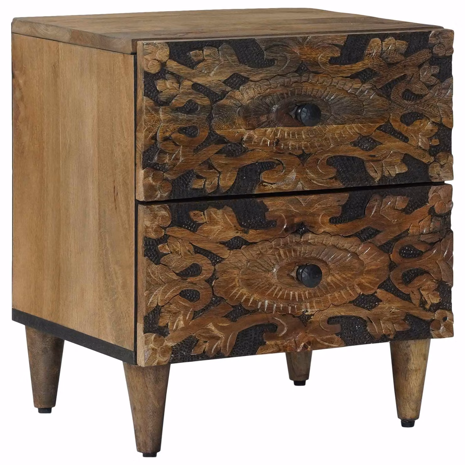 vidaXL Armadio da Notte in Legno di Mango Marrone L: 40 cm, P: 33 cm, H: 46 cm