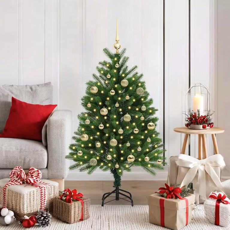 Maison Exclusive - Albero di Natale con 150 luci LED, base inclusa, colore verde, altezza 120 cm, materiale: PE