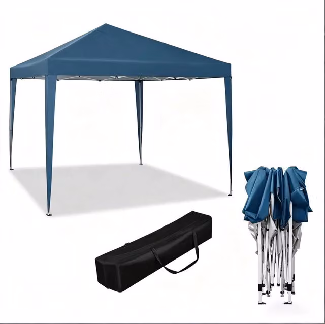 Gazebo da giardino pieghevole 3 x 3 m blu con borsa per esterno