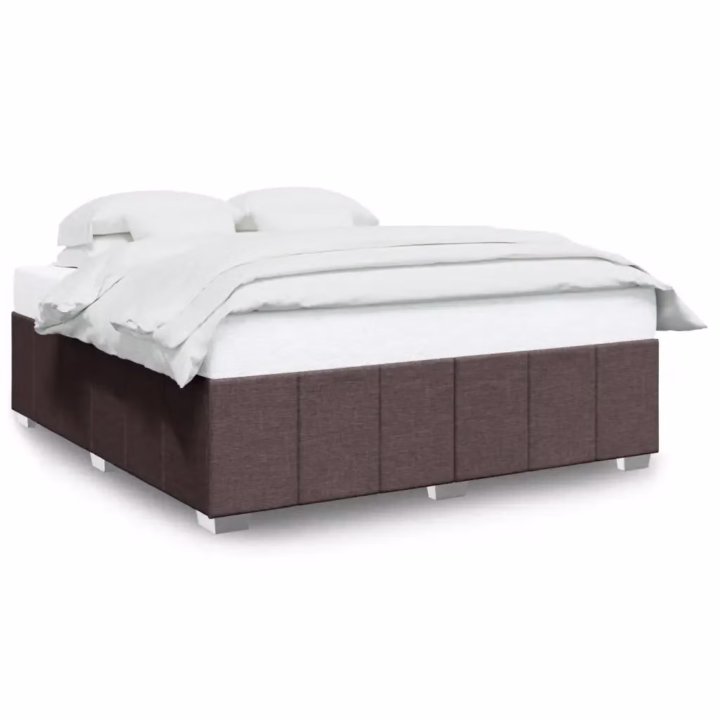 Giroletto vidaXL in tessuto marrone scuro con doghe in legno, L 180 x P 200 cm – 2