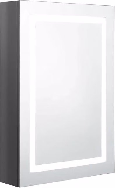 Armadietto da bagno moderno DESIGN IN con specchio e illuminazione LED, Grigio Lucido, L: 50 cm, P: 13 cm, H: 70 cm – 1