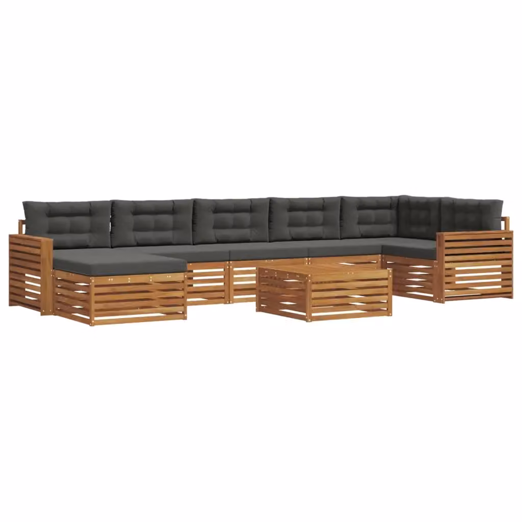 Set di divani da esterno vidaXL 8 pezzi in legno di acacia con cuscini, colore Antracite e Marrone – 2