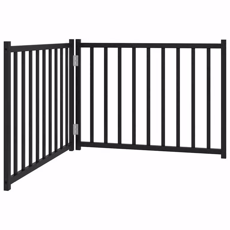 Cancello Cani Pieghevole 2 Pannelli Nero 160 cm Massello Abete