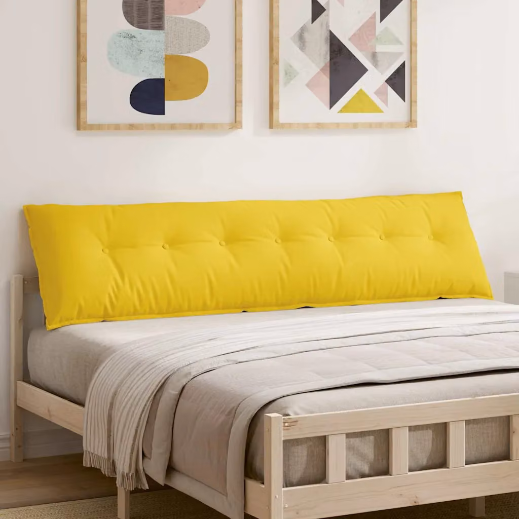 vidaXL Cuscino per Schiena Contornato Giallo in Poliestere L/P/H: 200 x 19 x 50 cm