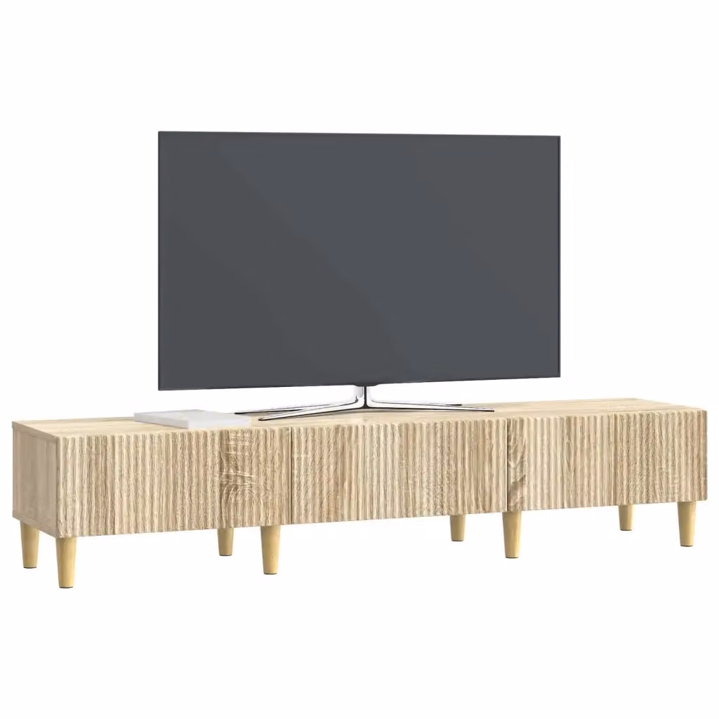 Mobile TV-Credenza Moderno Design In in Rovere Sonoma, Colore Marrone e Beige, L: 147 cm, P: 34,5 cm, H: 30 cm – 2