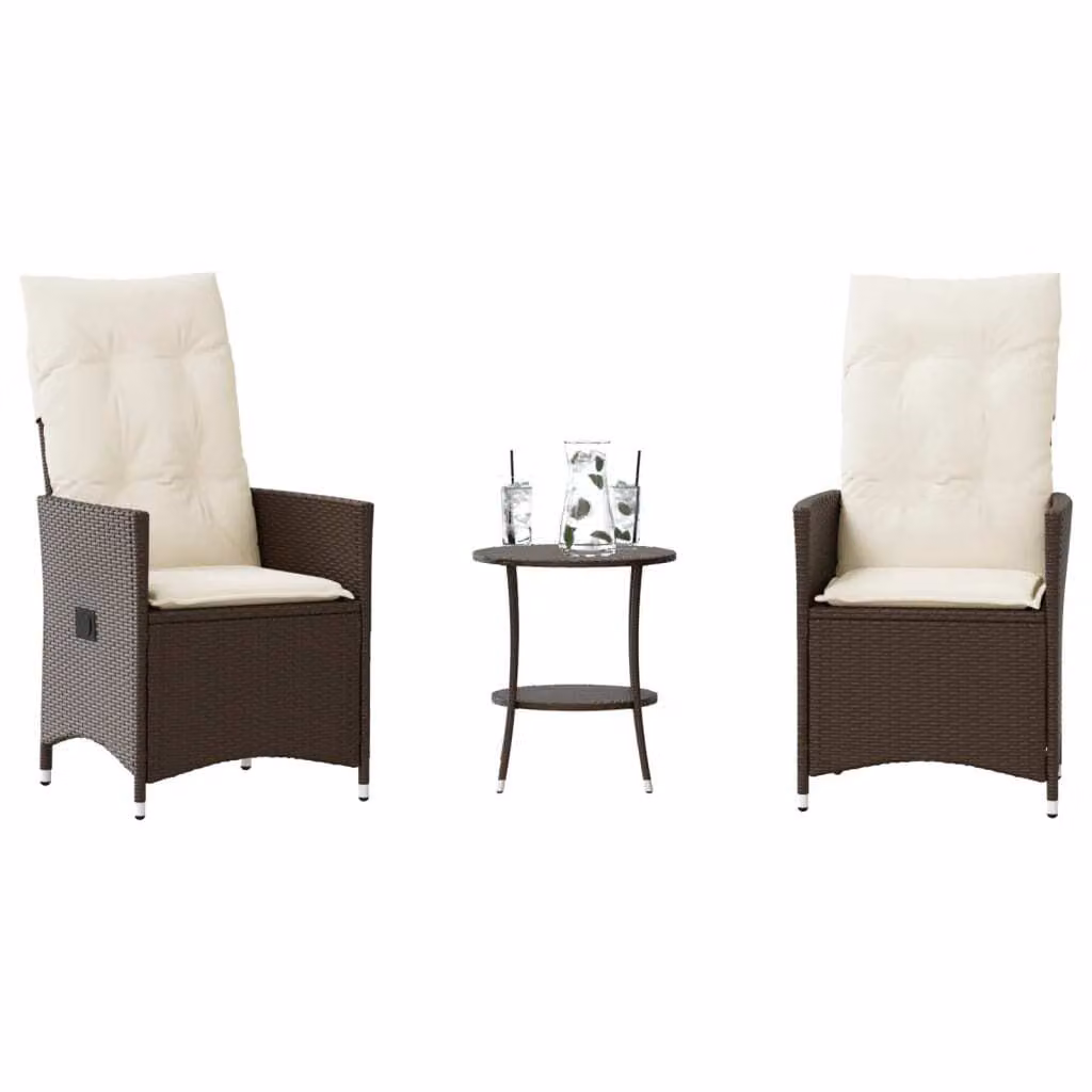 Maison Exclusive - Set da bistrot 3 pezzi con cuscini Marrone Poly Rattan
