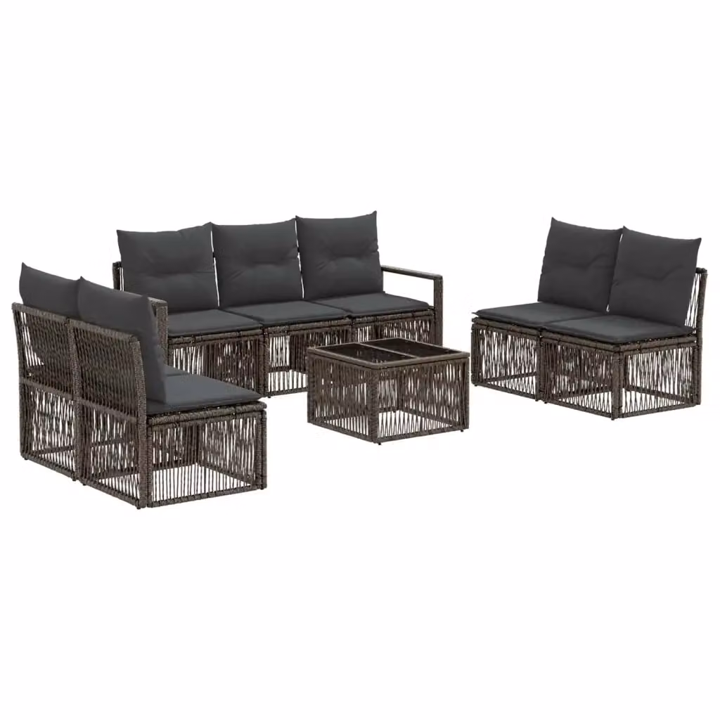 Set Divano da Giardino 8 Pezzi vidaXL Grigio con Tavolino e Cuscini in Polyrattan e Acciaio – 2