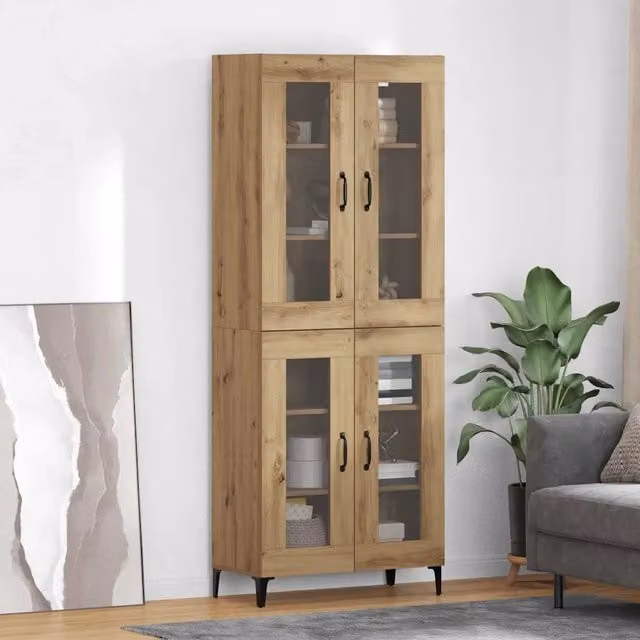 Credenza moderna vidaXL in legno e metallo marrone, sospesa, L: 69,5 cm, P: 34 cm, H: 180 cm