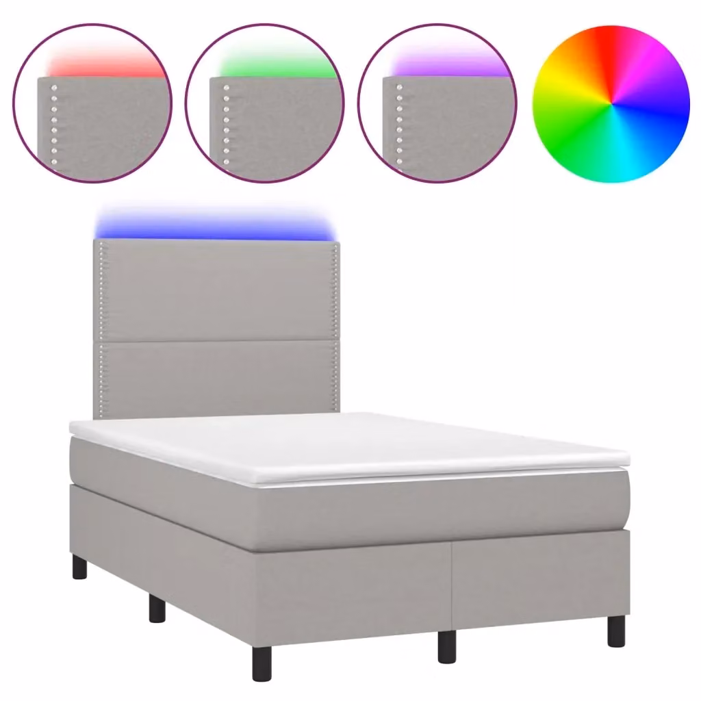 Letto Ibrido con Materasso e Illuminazione LED vidaXL Grigio Chiaro L/P/H: 200 x 120 x 23 cm – 2