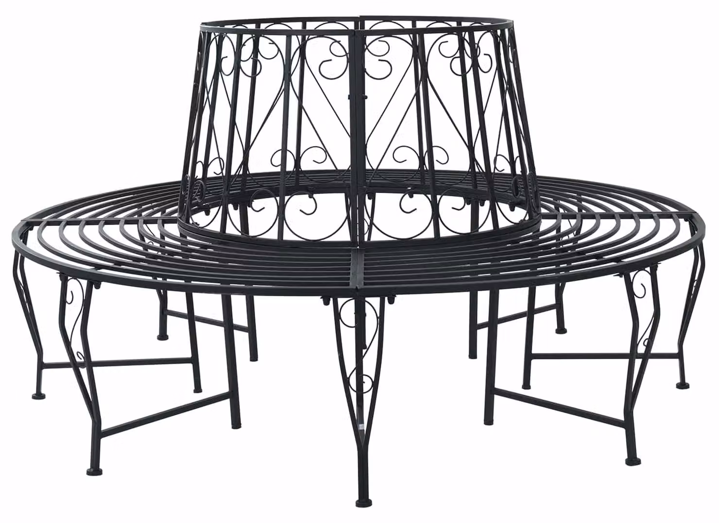 Panca da esterno, diametro 160 x 89 cm, acciaio, colore nero, forma rotonda