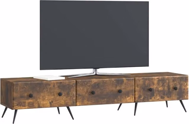 Mobile TV moderno Design In in legno ingegnerizzato color rovere fumo L: 147 cm, P: 34,5 cm, H: 30 cm – 1