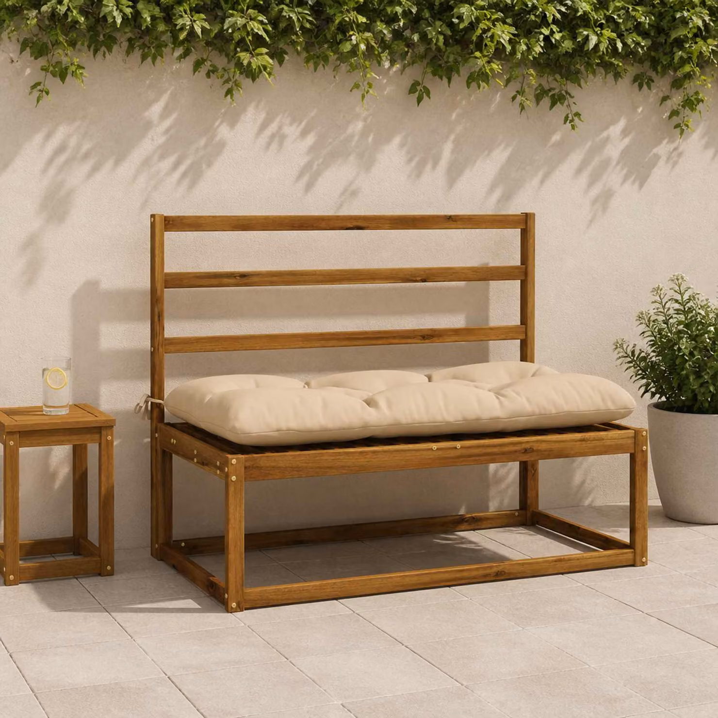 Set di 2 cuscini per panchina vidaXL VIANEN in poliestere beige con rivestimento lavabile e resistente ai raggi UV