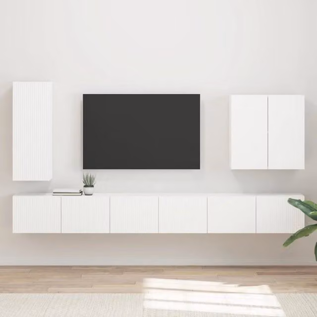 Set di Mobiletto da TV a Parete 6 pz Bianco 3408943