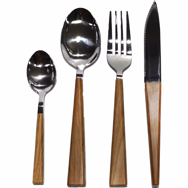 Servizio posate Gusto Casa Linea Wood Elegant in acciaio inox color noce e argento, 24 pezzi