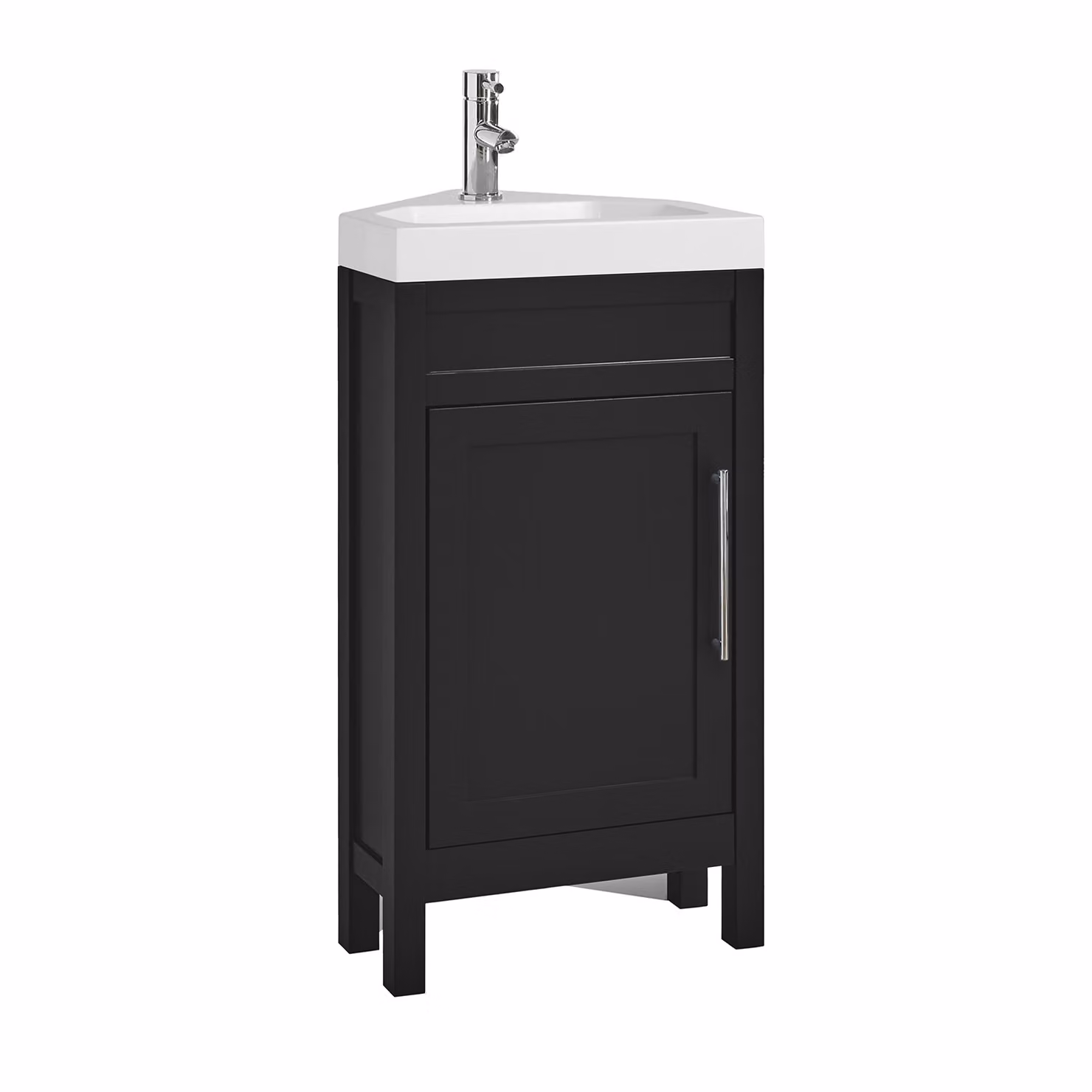 Mobile Bagno Angolare Grigio Nero da 450mm con Lavabo e Maniglia Moderna con Barra a T Cromata - Warwick