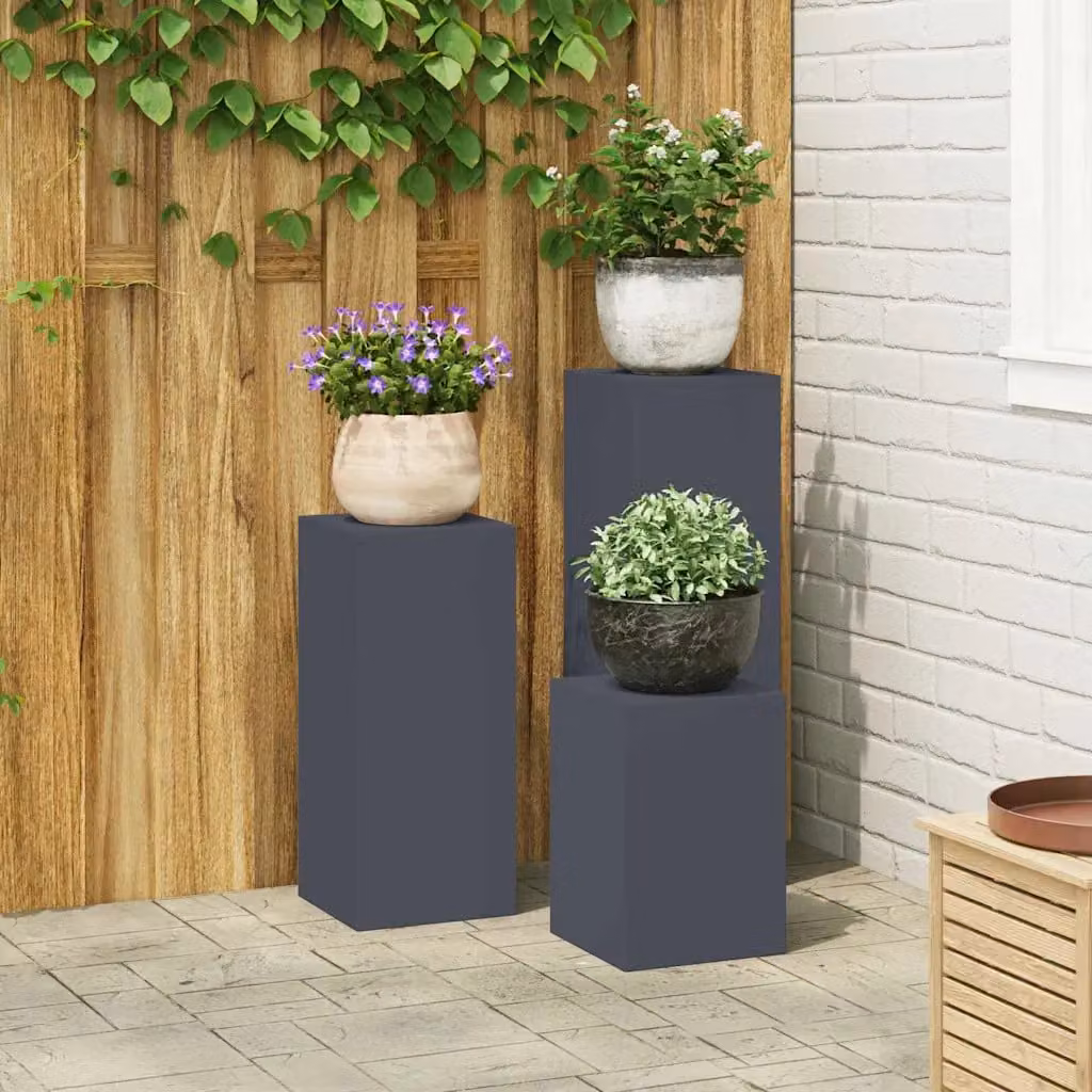 vidaXL Supporto per piante 3 pz Antracite 24 x 24 x 75 cm