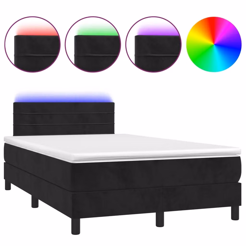 Letto Ibrido vidaXL in Velluto con Illuminazione LED e Porte USB, L/P: 120 x 200 cm, Nero e Bianco – 2