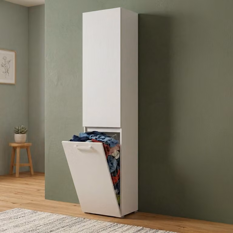 Dmora Armadio Multiuso 2 Ante Aro 37x195h cm Bianco, 2 Ante 3 Vani Italy