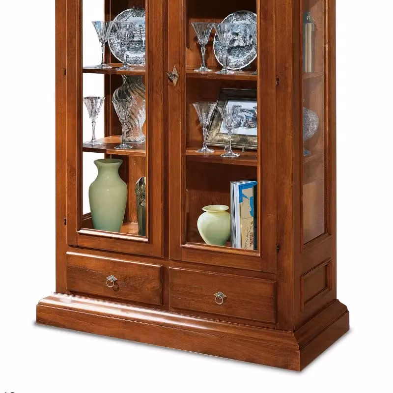 Vetrina Mobili 2G con 2 porte in vetro e 2 cassetti in legno color noce L/P/H: 125 x 48 x 196 cm – 3